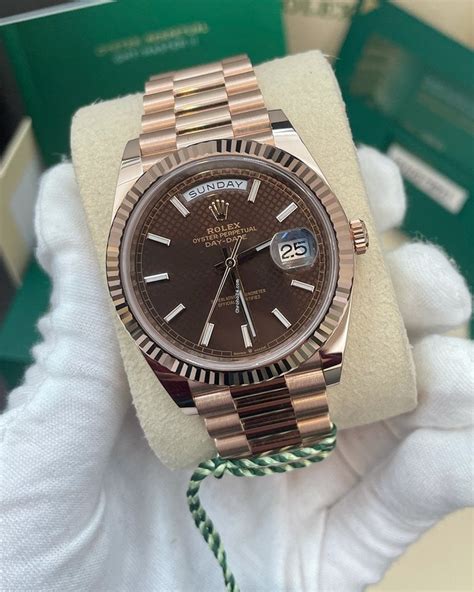 rose gold Rolex chocolate dial